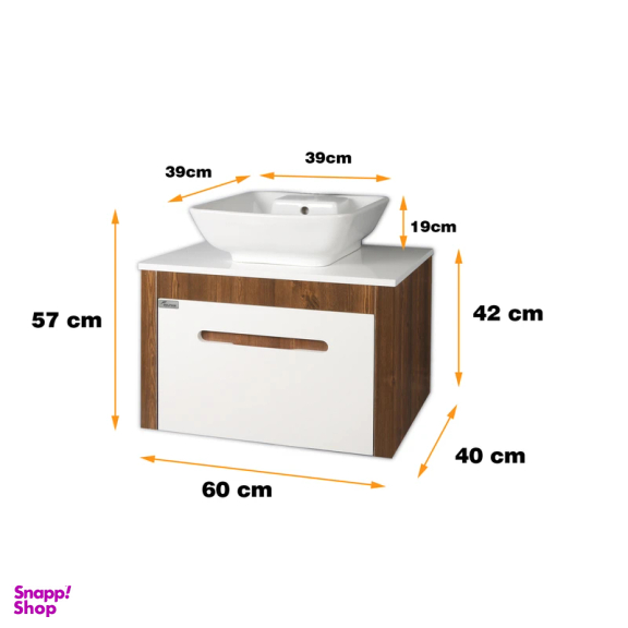 ست کابینت و روشویی کد 9068 به همراه آینه و باکس
