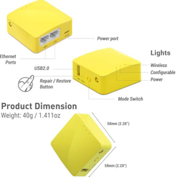روتر قابل حمل منگو مدل iNet MANGO GL-MT300N-V2 Mini Travel Router
