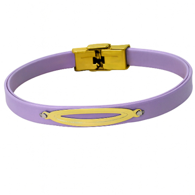 دستبند چرم و طلا 18 عیار زنانه مدل بیضی