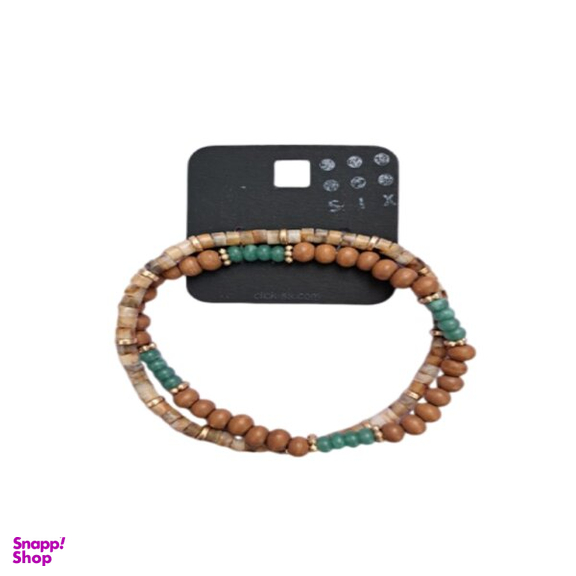 دستبند مردانه سیکس مدل مهره ای مجموعه 2 عددی
