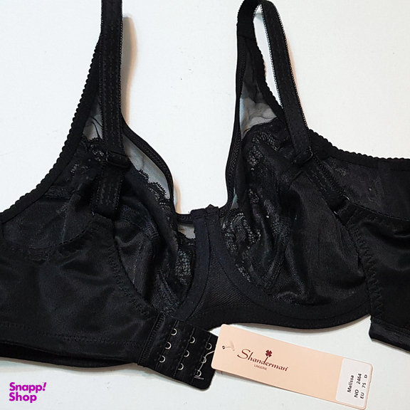 ست شورت و سوتین زنانه شاندرمن مدل فنردار گیپور گلدار کد 5080-2464-04 رنگ مشکی