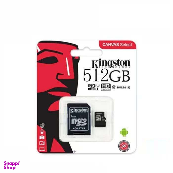 کارت حافظه MicroSDXC کینگستون کلاس 10 U1 ظرفيت 512 گیگابایت به همراه آداپتور