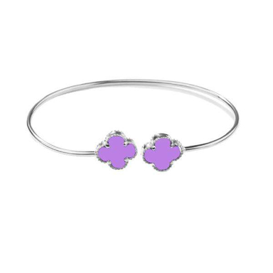 بنگل نقره زنانه مدل ونکلیف بنفش کد 045