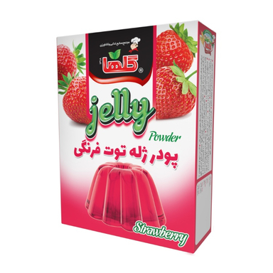 پودر ژله توت فرنگی گلها وزن 100 گرم بسته بندی جعبه
