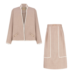 ست کت و دامن زنانه السانا مدل ضحا کد 219607 رنگ شکلاتی