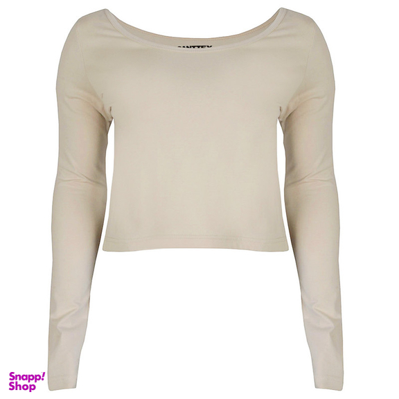 کراپ‌ تیشرت آستین بلند زنانه کانتکس مدل 249014509 رنگ کرم