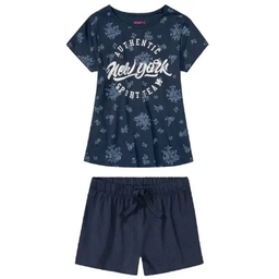 ست تیشرت و شلوارک دخترانه پیپرتس کد 142 رنگ سرمه‌ ای