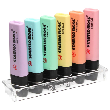 هایلایتر 6 رنگ پاستلی استابیلو مدل Boss Original به همراه استند
