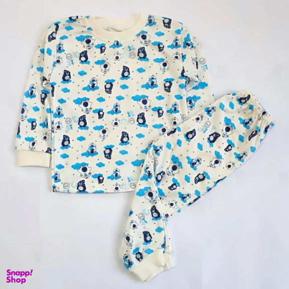 ست تیشرت آستین بلند و شلوار راحتی نوزادی مدل پنگوئن کد 4154 رنگ سفید