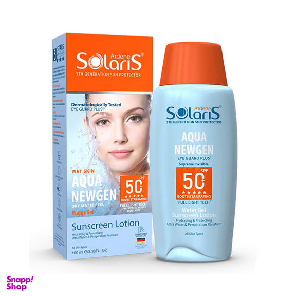 ضد آفتاب واتر ژل فاقد چربی بی رنگ آردن سولاریس مدل Aqua Newgen حجم 100 میلی لیتر