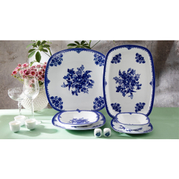 سرویس چینی غذاخوری 27 پارچه چینی زرین ایران مدل کواترو طرح فلورانس درجه عالی