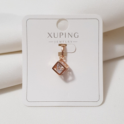 آویز گردنبند زنانه ژوپینگ مدل مکعب نگینی 491 رنگ طلایی