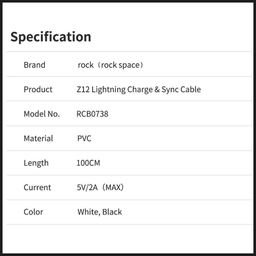 کابل تبدیل USB به لایتنینگ راک اسپیس مدل RCB0738A طول 1 متر