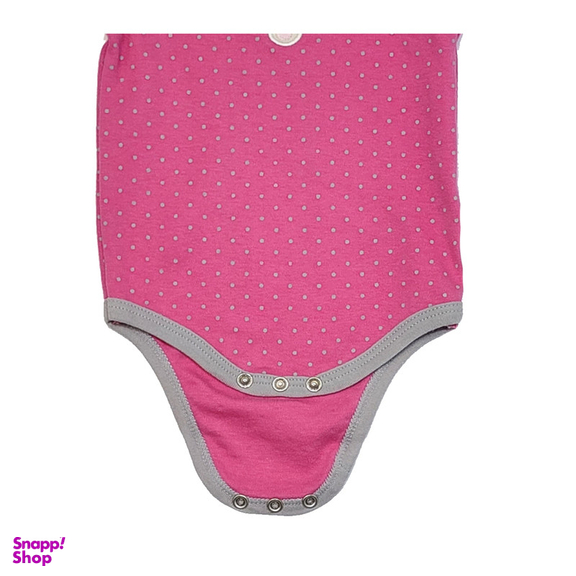 بادی آستین کوتاه نوزادی کد 6235 رنگ سرخابی مجموعه 2 عددی