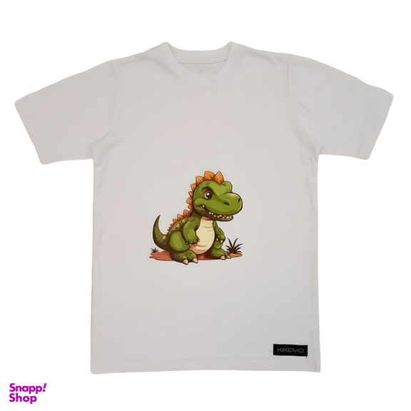 تیشرت پسرانه کیکمو طرح دایناسور کد KMT-030503 رنگ سفید