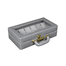 جعبه ساعت 12 خانه چرم طرح کروکودیلی کد TW-2483