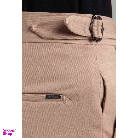 شلوار پارچه ای مردانه ست من مدل پیل دار کد SHP100 رنگ کرم
