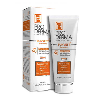ضد آفتاب spf90 پرودرما رنگ بژ طبیعی حجم 40 میلی لیتر