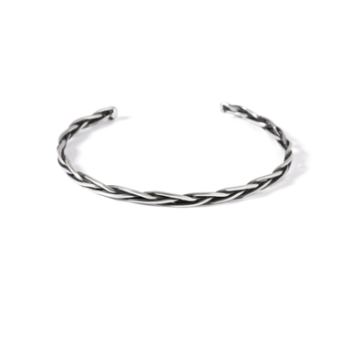 بنگل نقره مردانه مدل بافت سیاه قلم کد 079