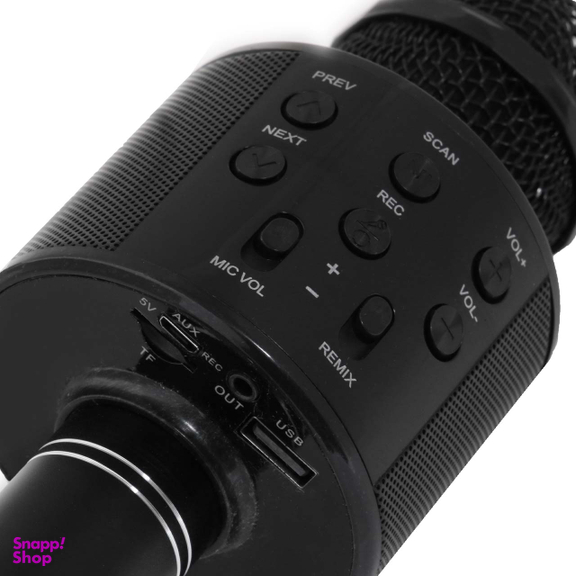 میکروفن بلوتوثی اسپیکر دار مشکی مدل ws-858