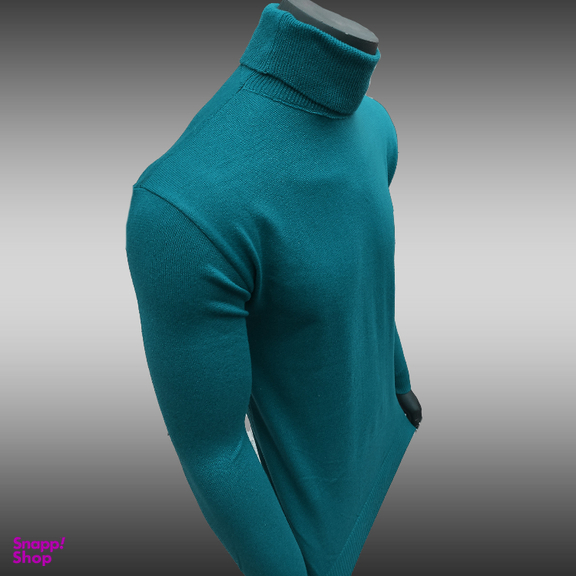 پلیور مردانه یقه اسکی مدل SBZ-E-B2 رنگ سبز آبی