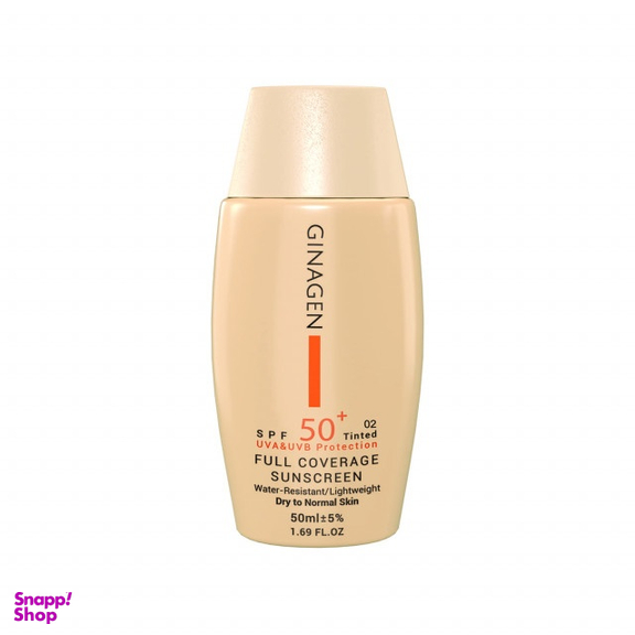 کرم ضد آفتاب ژیناژن مدل SPF 50 شماره 02 مناسب پوست خشک و نرمال حجم 50 میلی لیتر