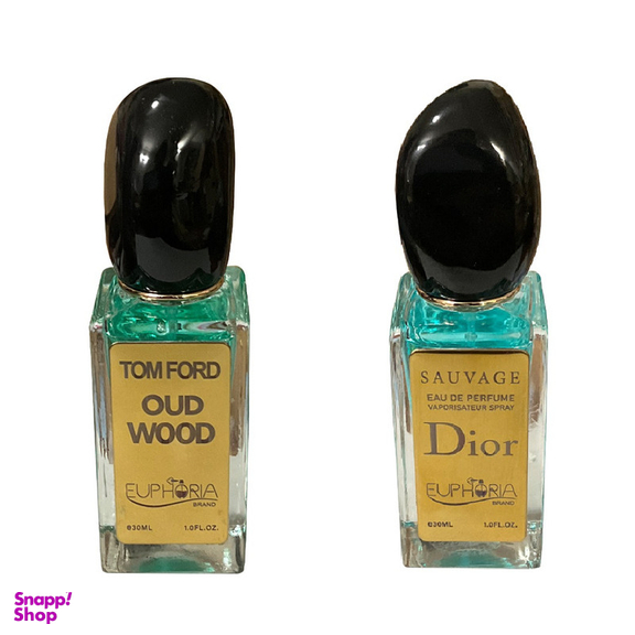 ادوپرفیوم مردانه ایفوریا مدل ساواج با رایحه شیرین حجم 30 میلی لیتر به همراه ادوپرفیوم مردانه ایفوریا مدل Oud Wood با رایحه گرم و شیرین حجم 30 میلی لیتر