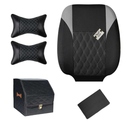 روکش صندلی خودرو سوشیانت مدل گوشواره ای به همراه پشت گردنی و باکس و دور فرمان مناسب پژو 206 و 207