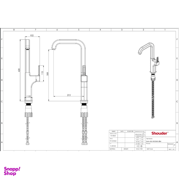 شیر آشپزخانه شودر مدل میشل کروم کد 201020000005