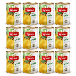 کمپوت گلابی شهدین وزن 370 گرم بسته 12 عددی
