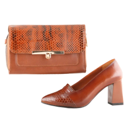 ست کیف و کفش زنانه چرم یلسان مدل لیندا کد TARA-MRV-912-ASL