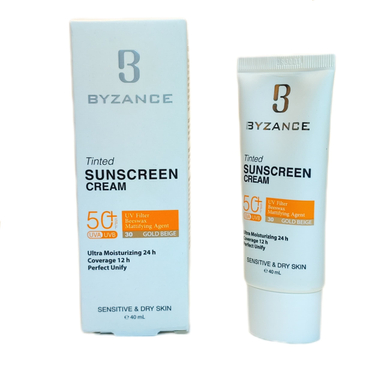کرم ضد آفتاب بیزانس مناسب پوست خشک با +SPF50 شماره 30 رنگ گلد بژ حجم 40 میلی لیتر