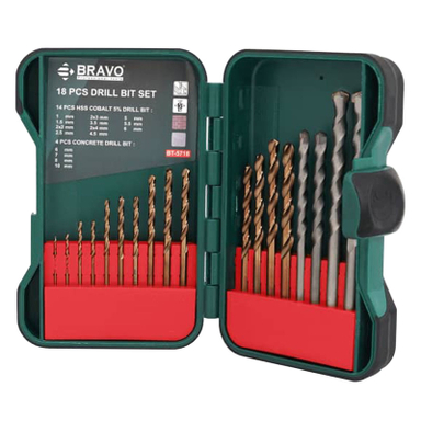 مته کبالت و الماسه براوو مدل BT-5718 مجموعه 18 عددی