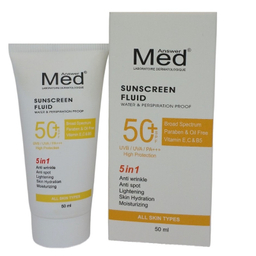 کرم ضد آفتاب و ضد چروک و لک بدون رنگ مدانسر SPF50 مدل 5 در 1 مناسب انواع پوست حجم 50 میلی لیتر