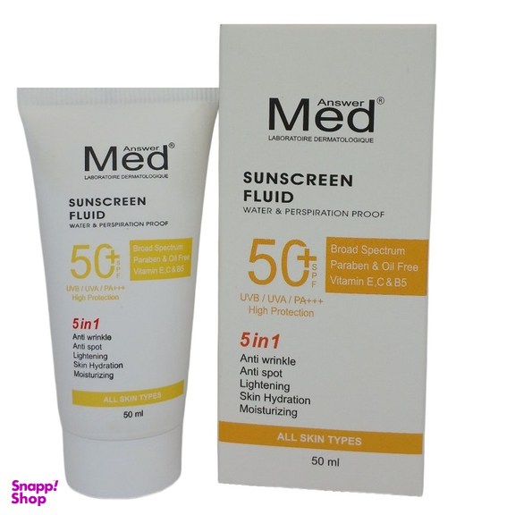 کرم ضد آفتاب و ضد چروک و لک بدون رنگ مدانسر SPF50 مدل 5 در 1 مناسب انواع پوست حجم 50 میلی لیتر