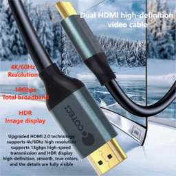 کابل دو سر HDMI کوتتسی مدل Two-way HDMi 2.0 4K 60Hz high-definition کد 87102 طول 2 متر