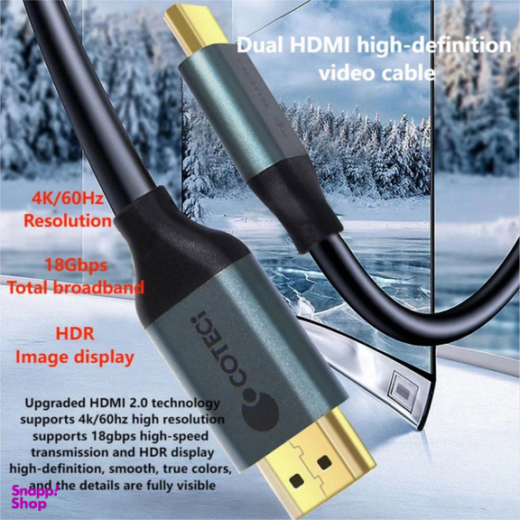 کابل دو سر HDMI کوتتسی مدل Two-way HDMi 2.0 4K 60Hz high-definition کد 87102 طول 2 متر