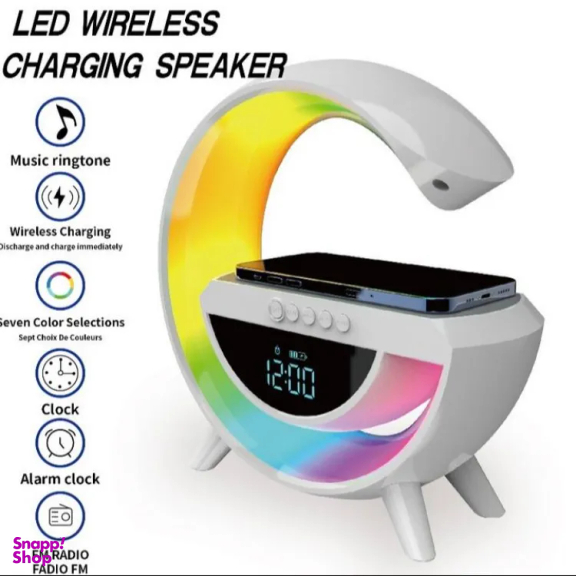 اسپیکر بلوتوث و ساعت زنگدار گوگل RGB دار و وایرلس شارژ G مدل 3401
