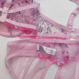 ست شورت و سوتین زنانه نوشه پوش مدل فنردار توری کد 88827 رنگ یاسی