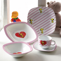 سرویس غذا خوری 5 پارچه کودک چینی زرین ایران سری کواترو مدل اسنوپی درجه عالی
