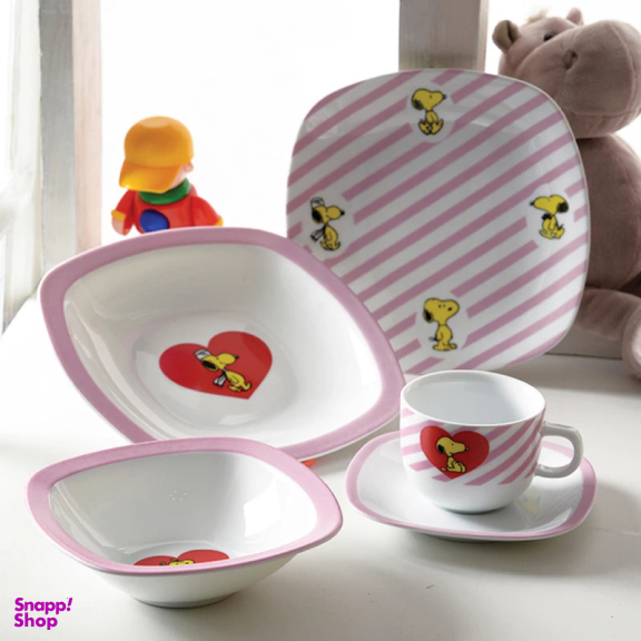 سرویس غذا خوری 5 پارچه کودک چینی زرین ایران سری کواترو مدل اسنوپی درجه عالی