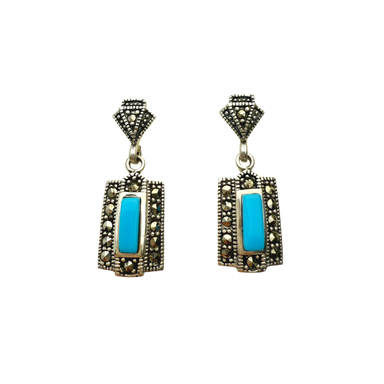 گوشواره نقره 925 عیار زنانه طرح نگین آبی کد EAR 001213