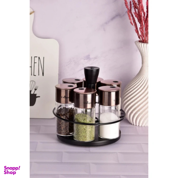 ست جای ادویه 6 پارچه یونیک کد 11043 به همراه استند