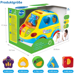 ماشین موزیکال فیلی هولی تویز مدل 896 Learning Educational Toys Cartoon Car Funny Kid Bus Game Matching Game