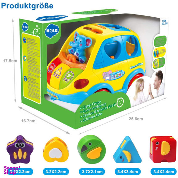 ماشین موزیکال فیلی هولی تویز مدل 896 Learning Educational Toys Cartoon Car Funny Kid Bus Game Matching Game