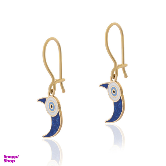 گوشواره طلا 18 عیار دخترانه داریم مدل ماه و چشم نظر