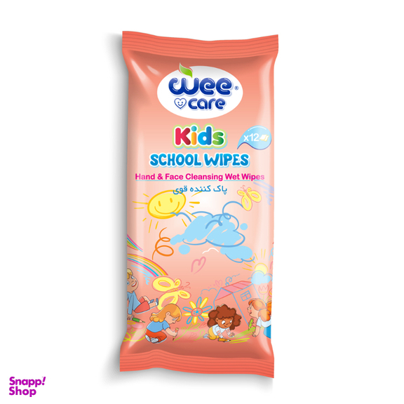 دستمال مرطوب و پاک کننده دست و صورت کودک وی کر مدل Kids Wipes بسته 12 عددی