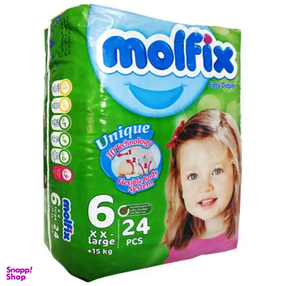 پوشک کودک مولفیکس سایز 6 بسته 24 عددی