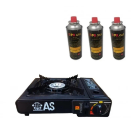 اجاق سفری مدل AS به همراه 3 عدد کپسول گاز هانست