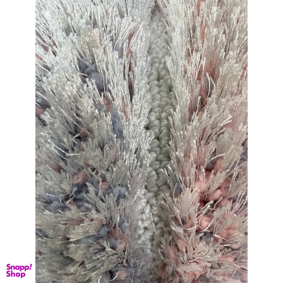 فرش ماشینی بزرگمهر مدل شگی 3D کد 55015 رنگ طوسی نقره ای